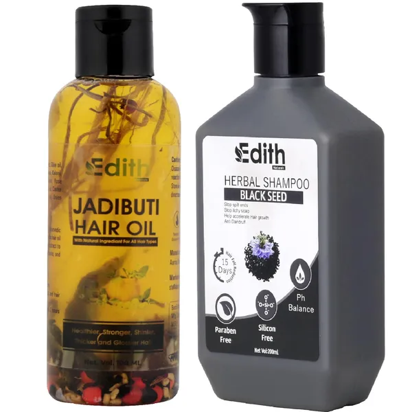 Edith_Jadibuti_Hair_Oil_100_Ml_Black_Seed_Herbal_Shampoo_200_Ml_Hair_Fall_Control_Combo_Hair_Care_Kit_For_Women_Men_Sulphate_Free_Paraben_Free_With_Botanical_Extracts