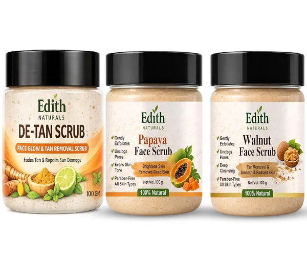 Edith_Naturals_Face_Scrub_Combo_De_Tan_Papaya_Walnut_100_Natural_Tan_Removal_Exfoliates_Unclogs_Pores_100g_Each
