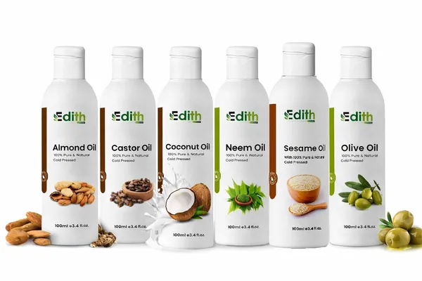 Edith_Naturals_Hair_And_Skin_Care_Oils__Set_100ml_Each_Almond_Castor_Coconut_Neem_Sesame_Olive_Oil