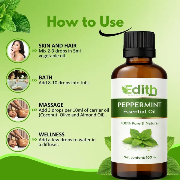 Edith_Naturals_Peppermint_Essential_Oil_-_Pure_Therapeutic_Grade_Peppermint_Oil_For_Hair,_Skin_Care,_Steaming,_Diffuser_&_Aromatherapy_-_Soothing_Relief_-_100Ml