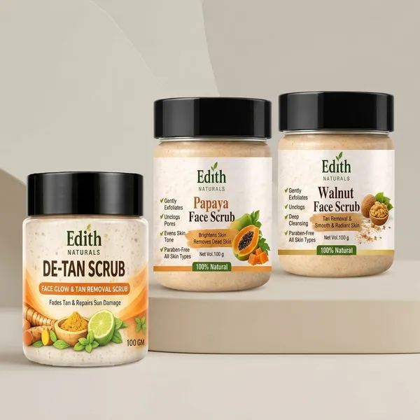 Edith_Naturals_Face_Scrub_Combo_De_Tan_Papaya_Walnut_100_Natural_Tan_Removal_Exfoliates_Unclogs_Pores_100g_Each