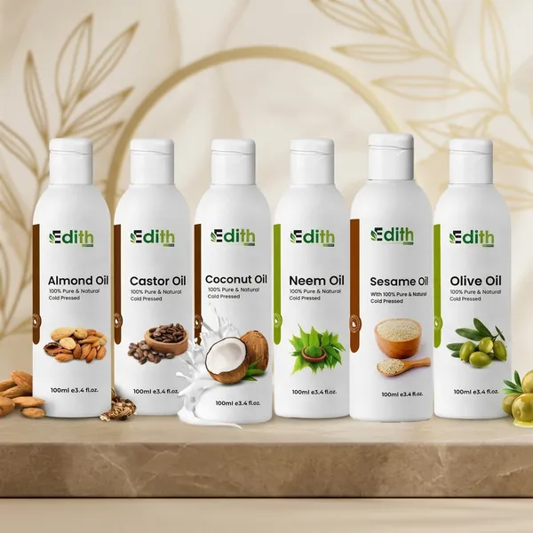 Edith_Naturals_Hair_And_Skin_Care_Oils__Set_100ml_Each_Almond_Castor_Coconut_Neem_Sesame_Olive_Oil