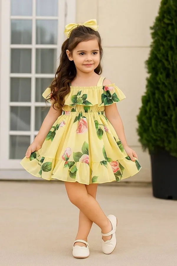Yellow_Georgette_Kids_Dress_For_Girls