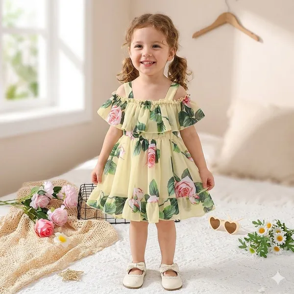 Yellow_Georgette_Kids_Dress_For_Girls
