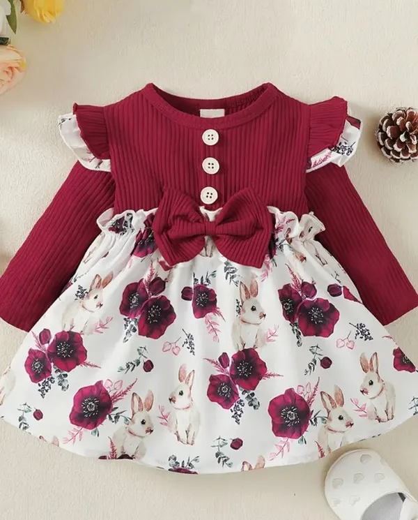 Maroon_Georgette_Kids_Dress_For_Girls