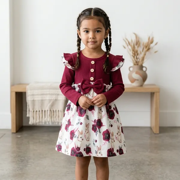 Maroon_Georgette_Kids_Dress_For_Girls