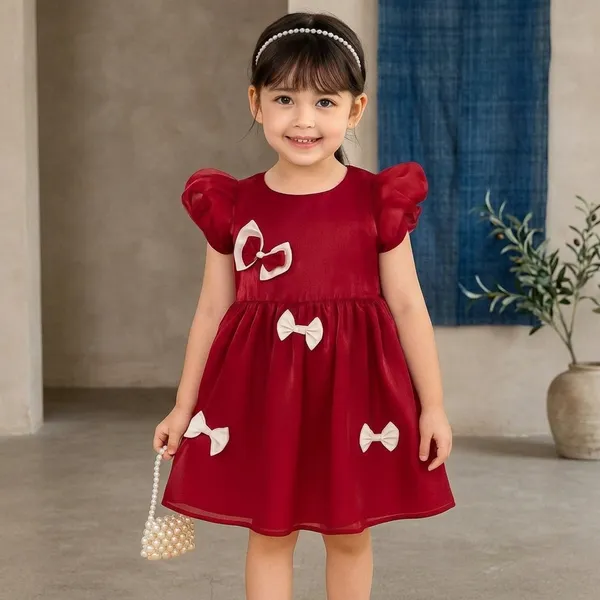 Red_Georgette_Kids_Dress_For_Girls
