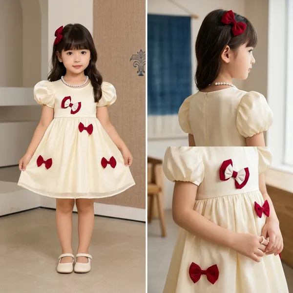 Cream_Georgette_Kids_Dress_For_Girls