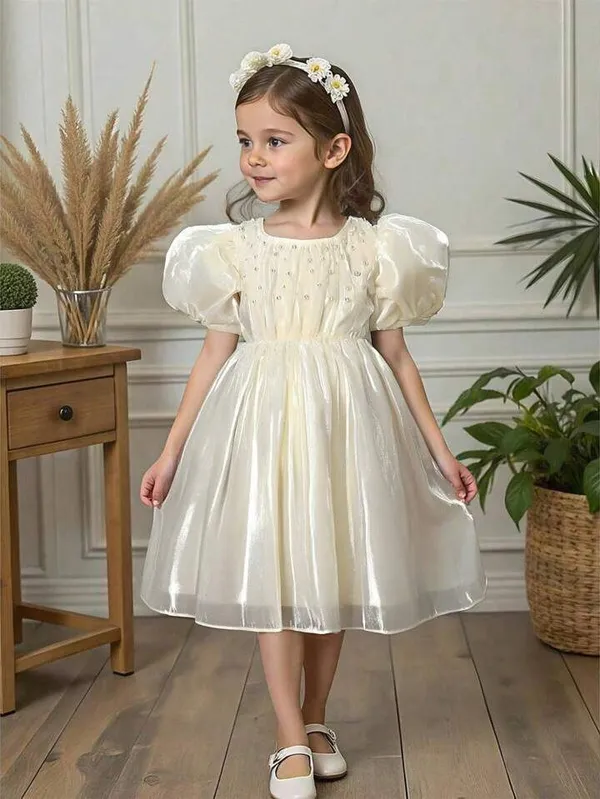 Cream_Georgette_Kids_Dress_For_Girls