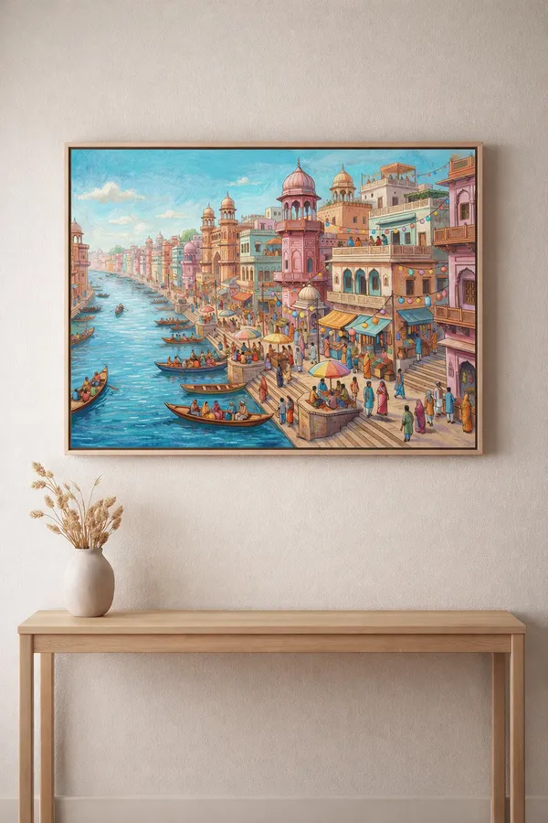 Gondolas_Through_Golden_Venice_Glossy_Photo_Paper_Black