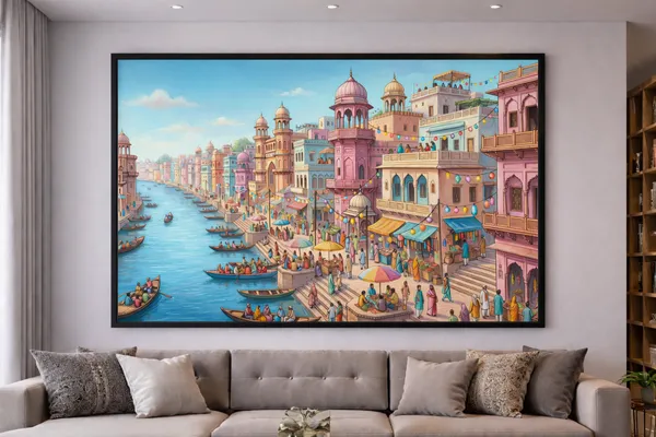 Gondolas_Through_Golden_Venice_Glossy_Photo_Paper_Black