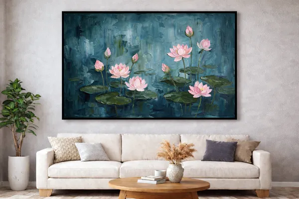 Blushing_Lotuses_Tranquil_Waters_Glossy_Photo_Paper_Walnut