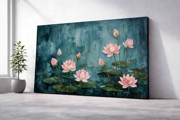 Blushing_Lotuses_Tranquil_Waters_Glossy_Photo_Paper_Walnut