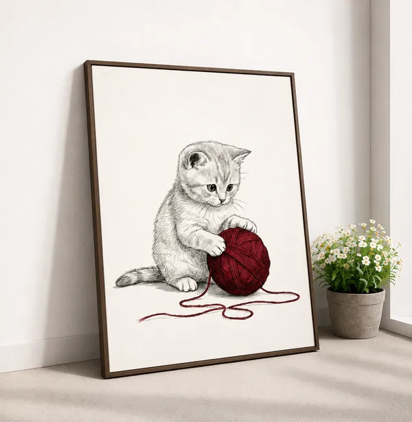 Adorable_Kitten_Yarn_Artwork_Glossy_Photo_Paper_White