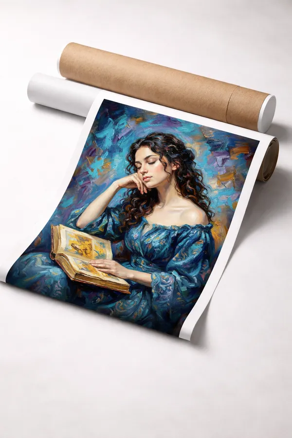 Dreamy_Reader_Woman_Portrait_Canvas_White