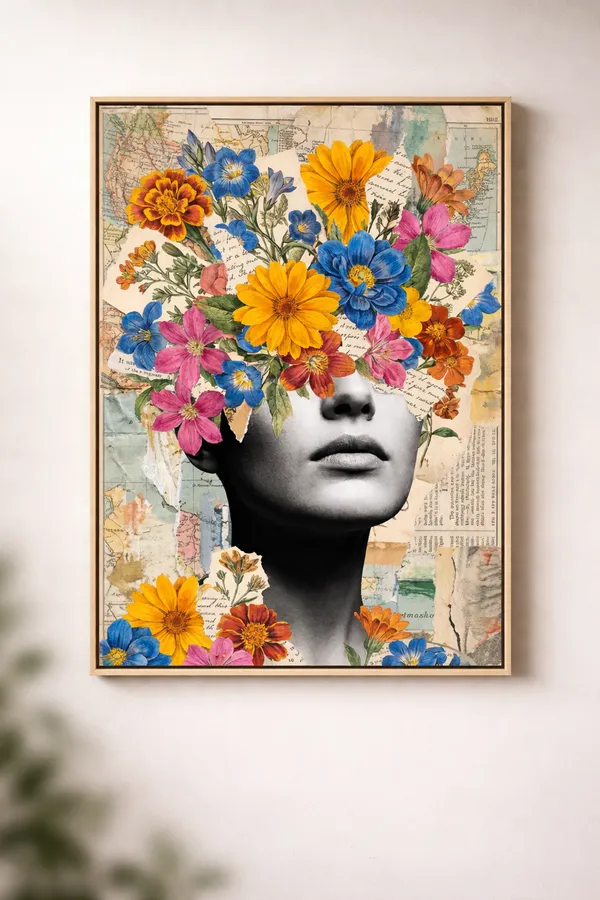 Floral_Thoughts_Woman_Artwork_Canvas_Black