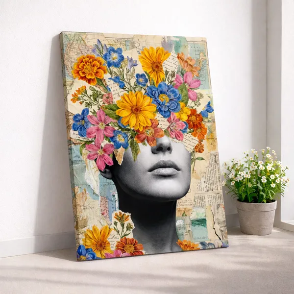 Floral_Thoughts_Woman_Artwork_Canvas_Black