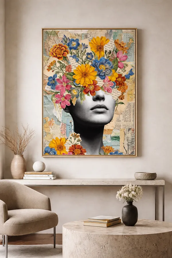 Floral_Thoughts_Woman_Artwork_Canvas_Black