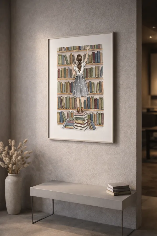 Vintage_Bookshelf_Girl_Illustration_Canvas_Maple