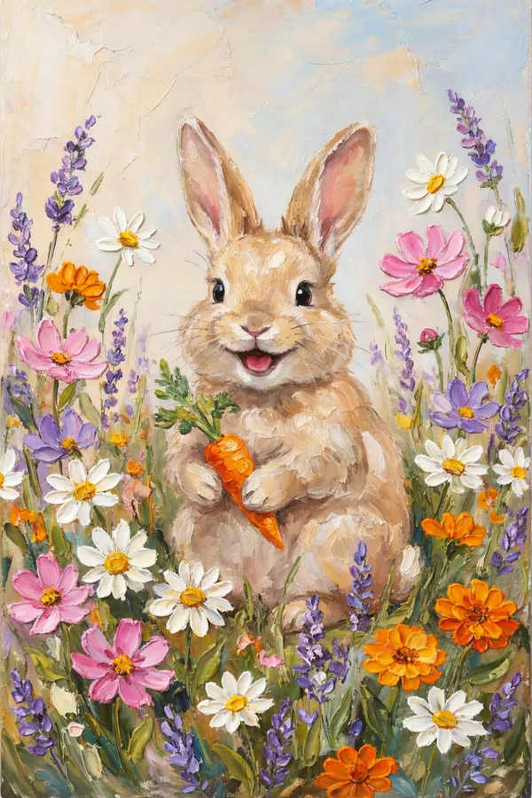 Spring_Rabbit_Meadow_Painting_Glossy_Photo_Paper_Black