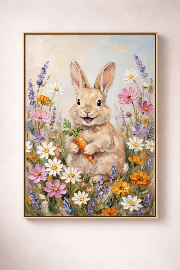 Spring_Rabbit_Meadow_Painting_Glossy_Photo_Paper_Black