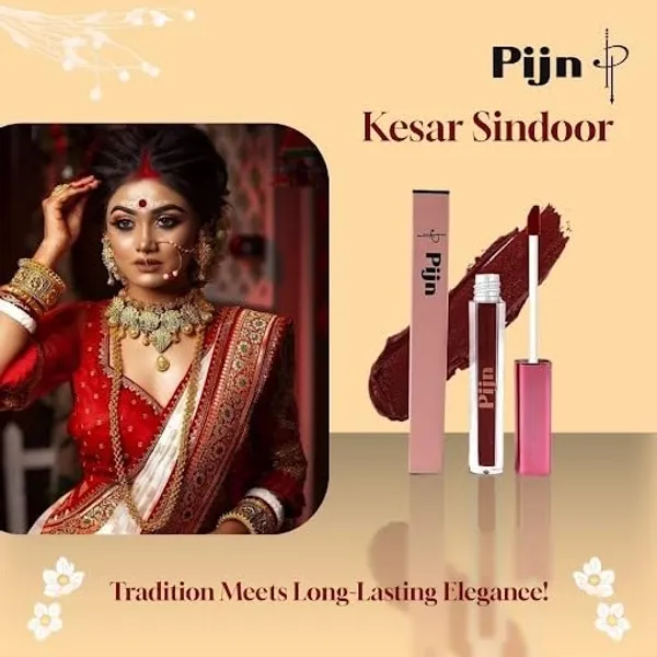 Pijn_Powder_Liquid_Sindoor_2_In_1_Formula_Liquid_Enriched_With_Kesar_Chandan_Smudge_Proof_Water_Resistant_Long_Lasting_Quick_Drying_Irritation_Free_Rich_Pigmentation_Maroon_Shades_Natural_Sindoor