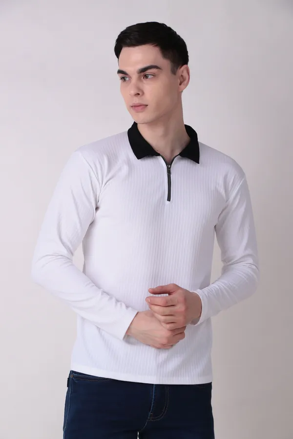 Jondhri_Self_Design_Men_Zip_Neck_Reversible_White_T-Shirt