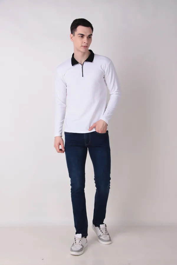 Jondhri_Self_Design_Men_Zip_Neck_Reversible_White_T-Shirt
