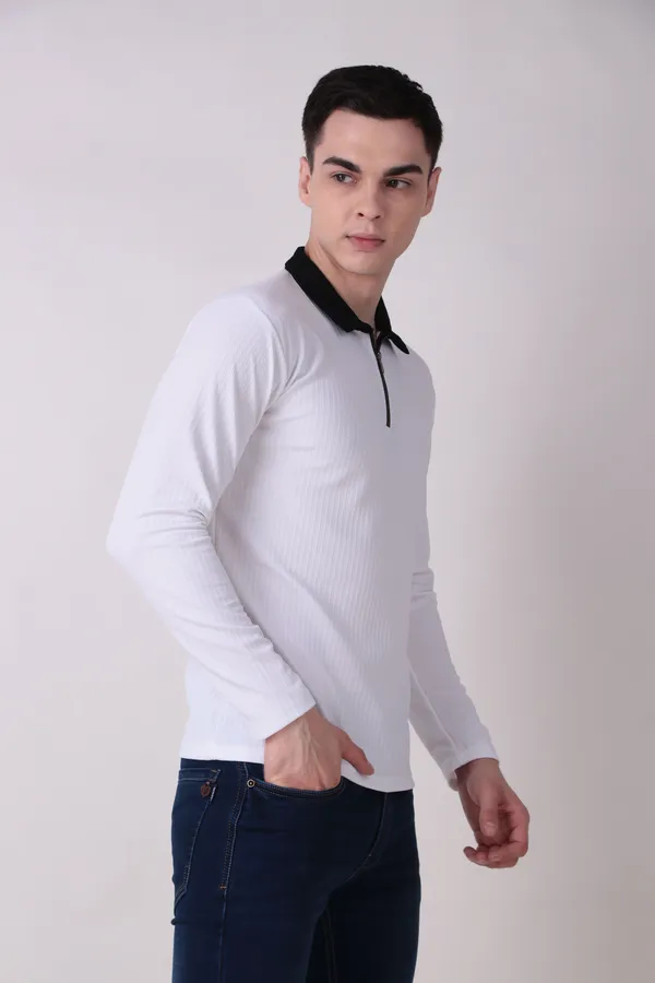Jondhri_Self_Design_Men_Zip_Neck_Reversible_White_T-Shirt