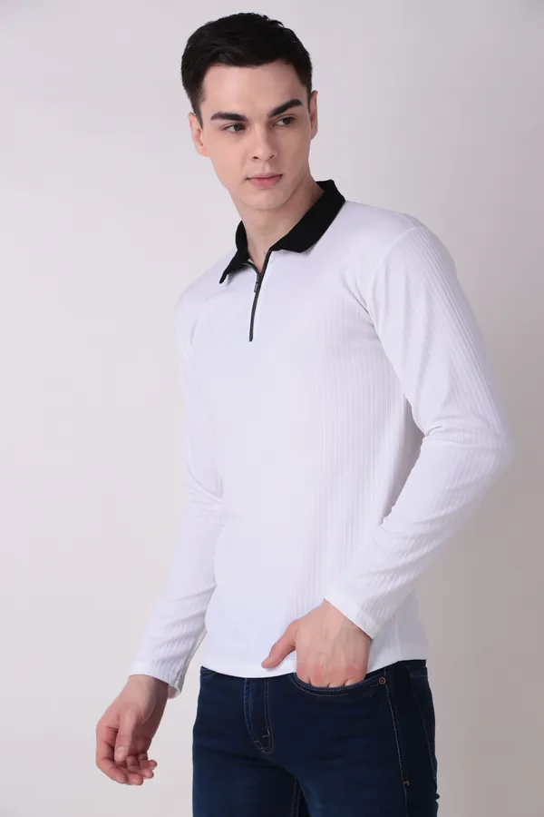 Jondhri_Self_Design_Men_Zip_Neck_Reversible_White_T-Shirt