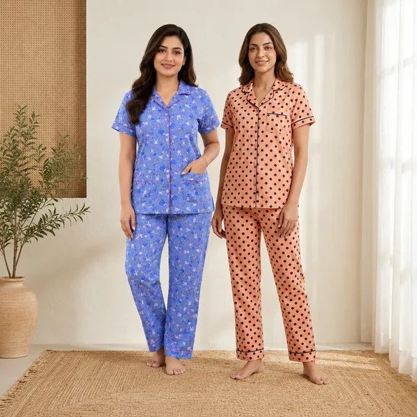 Blue_And_Cream_Night_Suit_Set_For_Women_(_Pack_Of_2_)