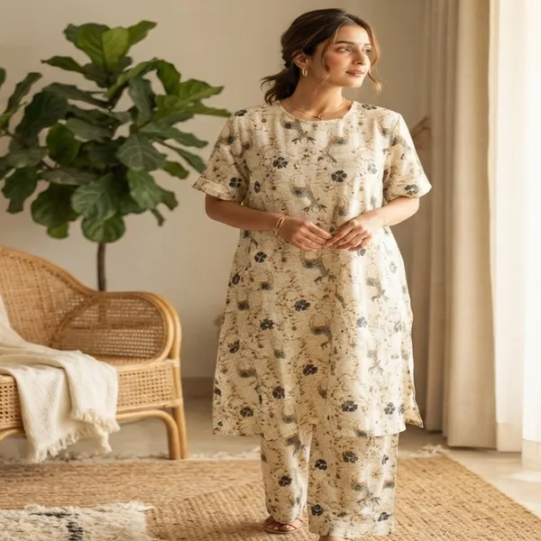 Earthy_Off-White_Motif_Relaxed_Lounge_Kurta_Set