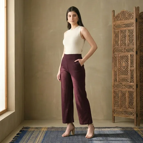 Wine_Korean_Trousers_For_Women