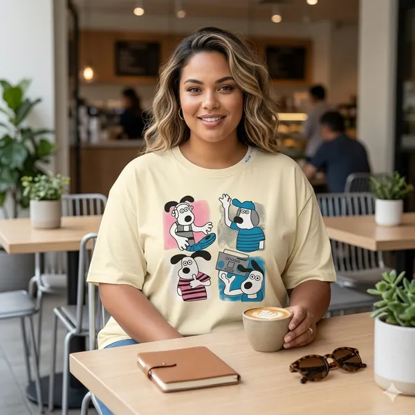 Plus_Size_Gromit_Groove_Round_Neck_T-Shirt