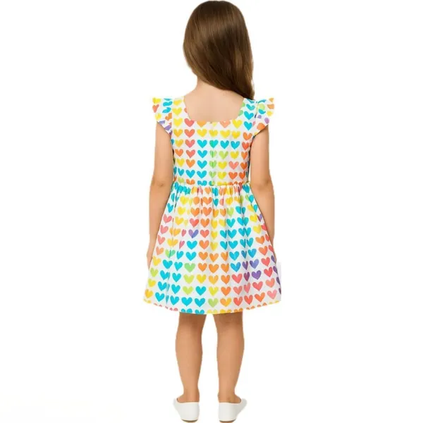 Rainbow_Heart_Print_Cotton_Dress_For_Girls_|_Soft_Breathable_Fit_&_Flare_Casual_Party_Occasion_Frock_For_Kids_&_Toddlers_|_Stylish_Summer_Outfit_(Multicolor)