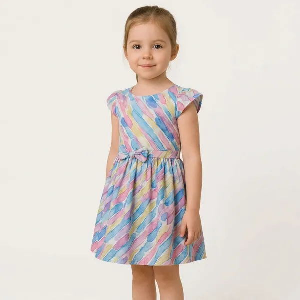 Multicolor_Cotton_(Butterfly_&_Rainbow)_Printed_Frock_Dress_(Pack_Of_2)