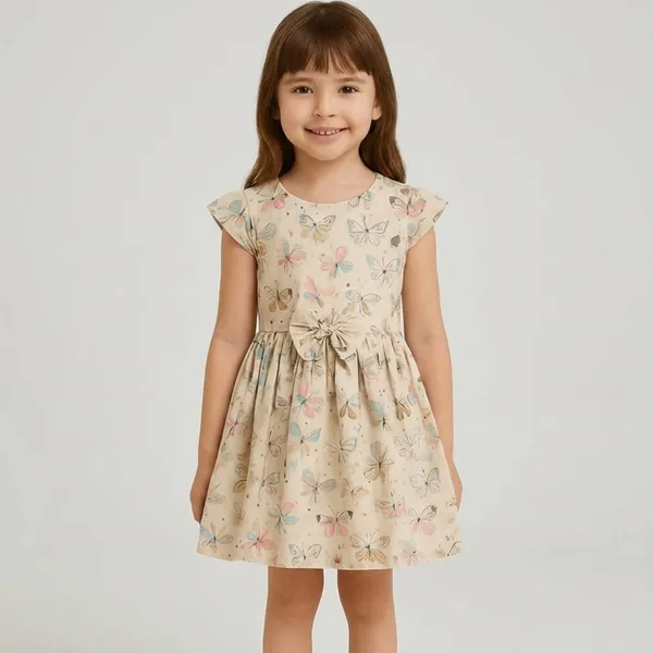 Girls_Butterfly_Cotton_Frock_Dress_For_Kids_&_Toddlers_|_Soft_Breathable_Printed_Knee_Length_Casual_Dress_For_Baby_Girls_|_Stylish_Comfortable_Summer_Outfit_(Brown)