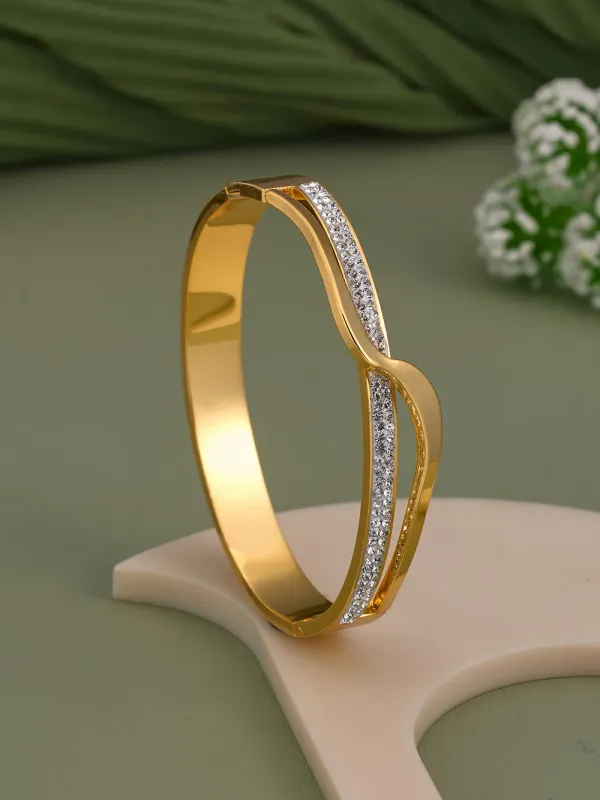 Gold_Plated_Wave_Cross_Over_Crystal_Bangle_Bracelet_For_Women