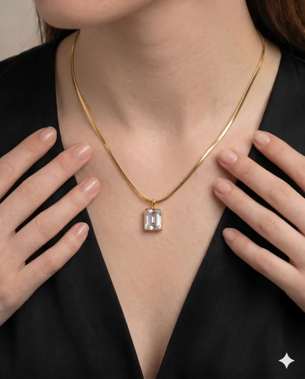 Gold_Emerald_Cut_Clear_CZ_Solitaire_Pendant_Necklace_For_Women