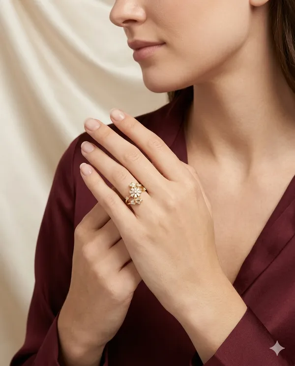 Gold_Finished_Baguette_Crystal_Flower_Cluster_Ring