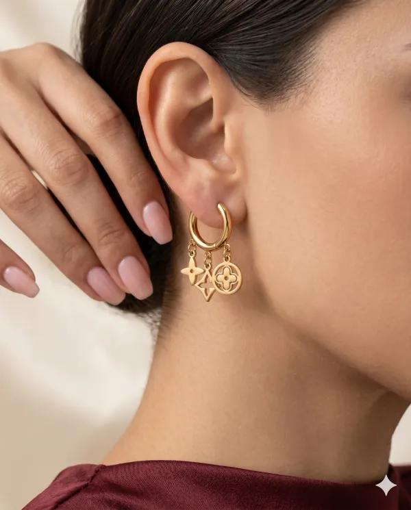 Gold_Finished_Clover_Charm_Hoop_Earrings_Trendy