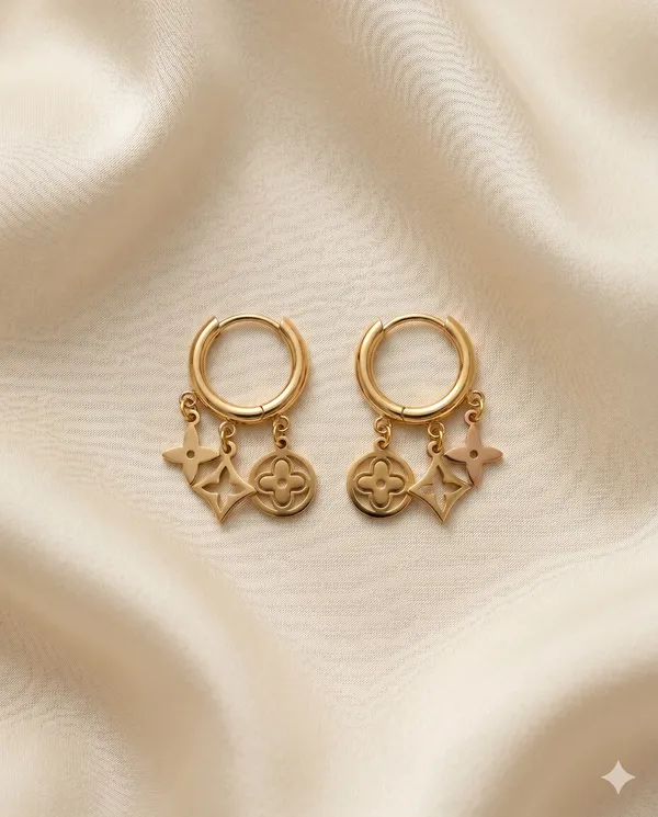 Gold_Finished_Clover_Charm_Hoop_Earrings_Trendy