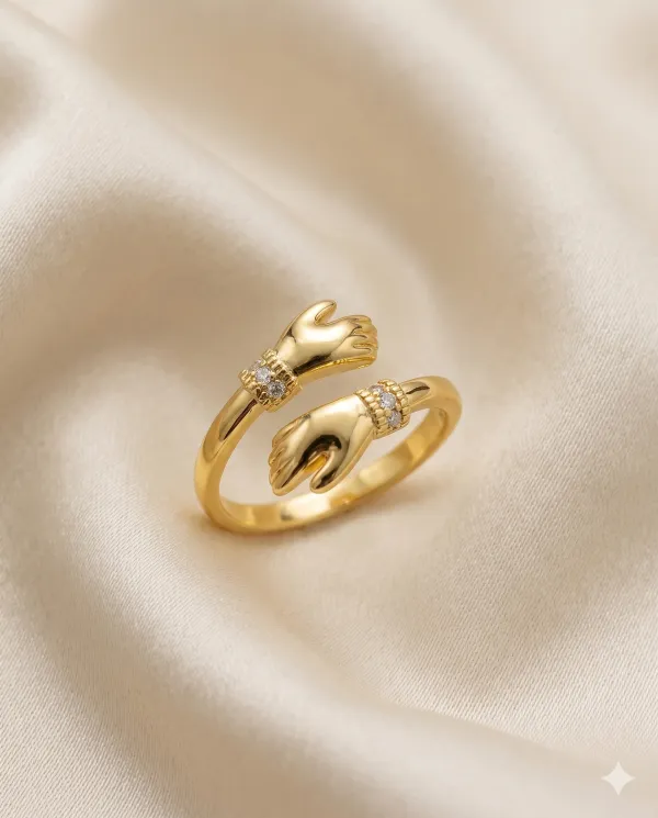 Gold_Finished_Crystal_Hand_Hugging_Adjustable_Ring