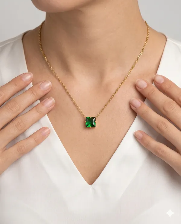 Gold_Finished_Emerald_Solitaire_Pendant_Necklace_for_Women