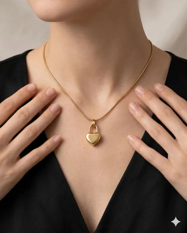 Gold_Finished_Heart_Locket_Minimalist_Pendant_Necklace