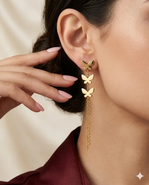 Gold_Finished_Minimalist_Butterfly_Chain_Dangle_Earrings