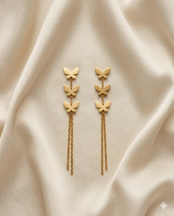 Gold_Finished_Minimalist_Butterfly_Chain_Dangle_Earrings