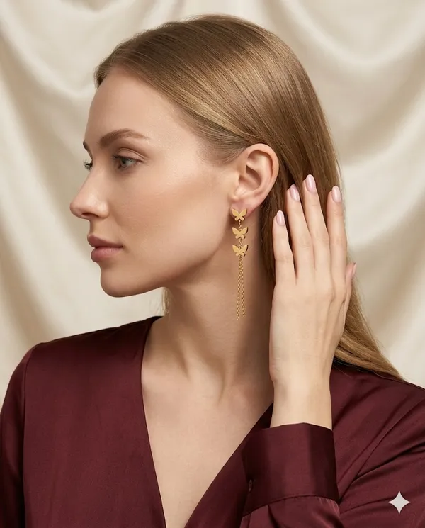 Gold_Finished_Minimalist_Butterfly_Chain_Dangle_Earrings