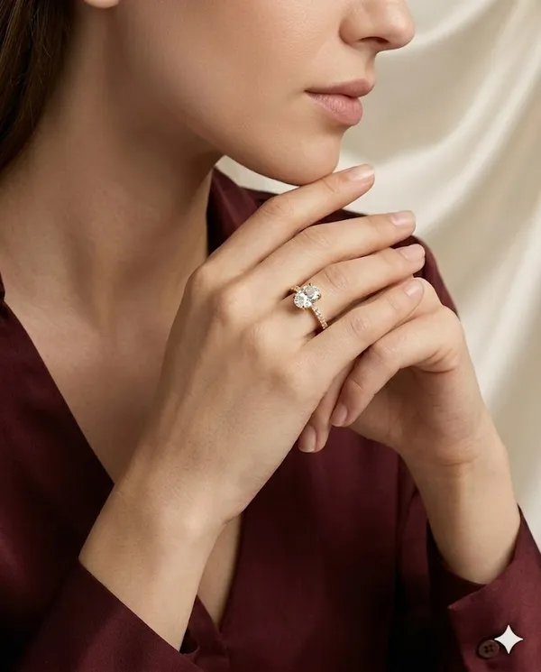 Gold_Finished_Oval_Solitaire_Diamond_Band_Ring