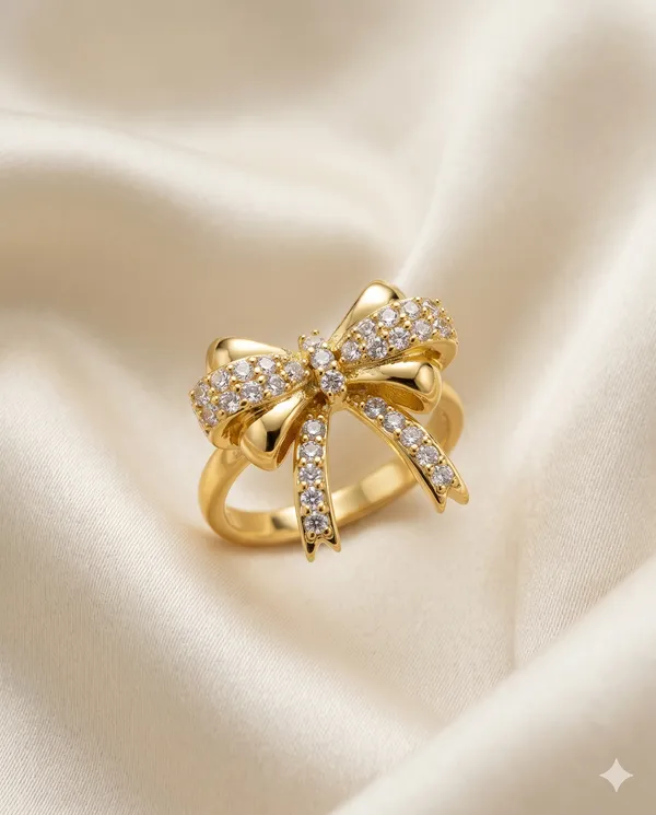 Gold_Finished_Pave_Crystal_Bow_Design_Statement_Ring